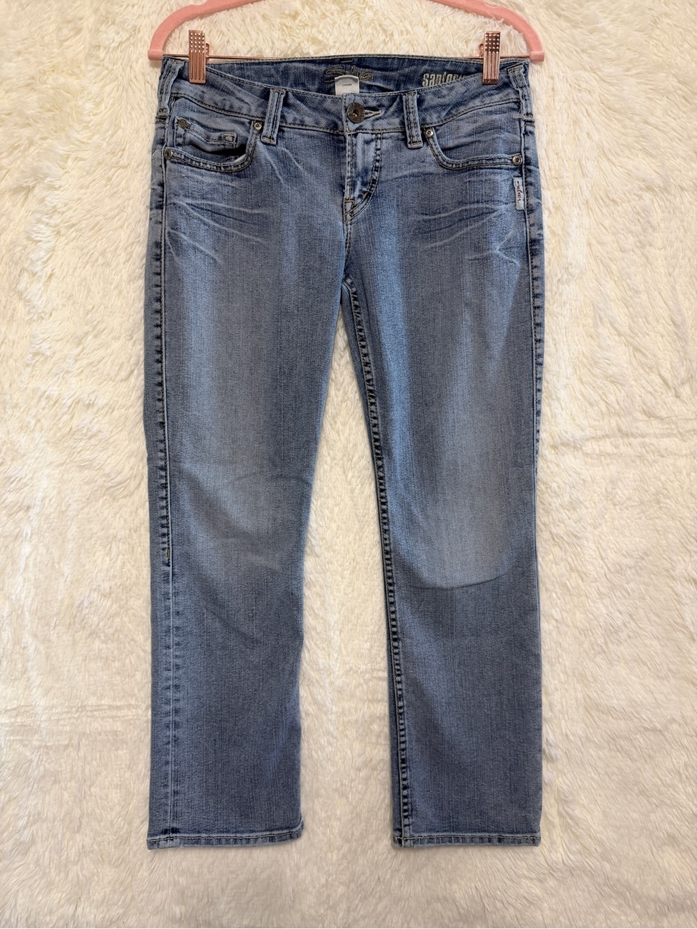 Silver Jeans Womens Santorini Low Rise Denim Capri Pants Size 28 Light Wash Blue
